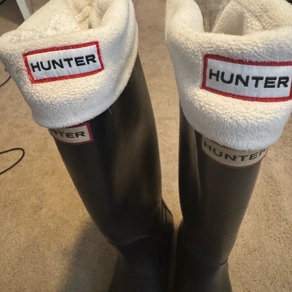 Hunter Original Tall Boots Matte Black w/ fleece liners SEE PHOTOS - Picture 3 of 11